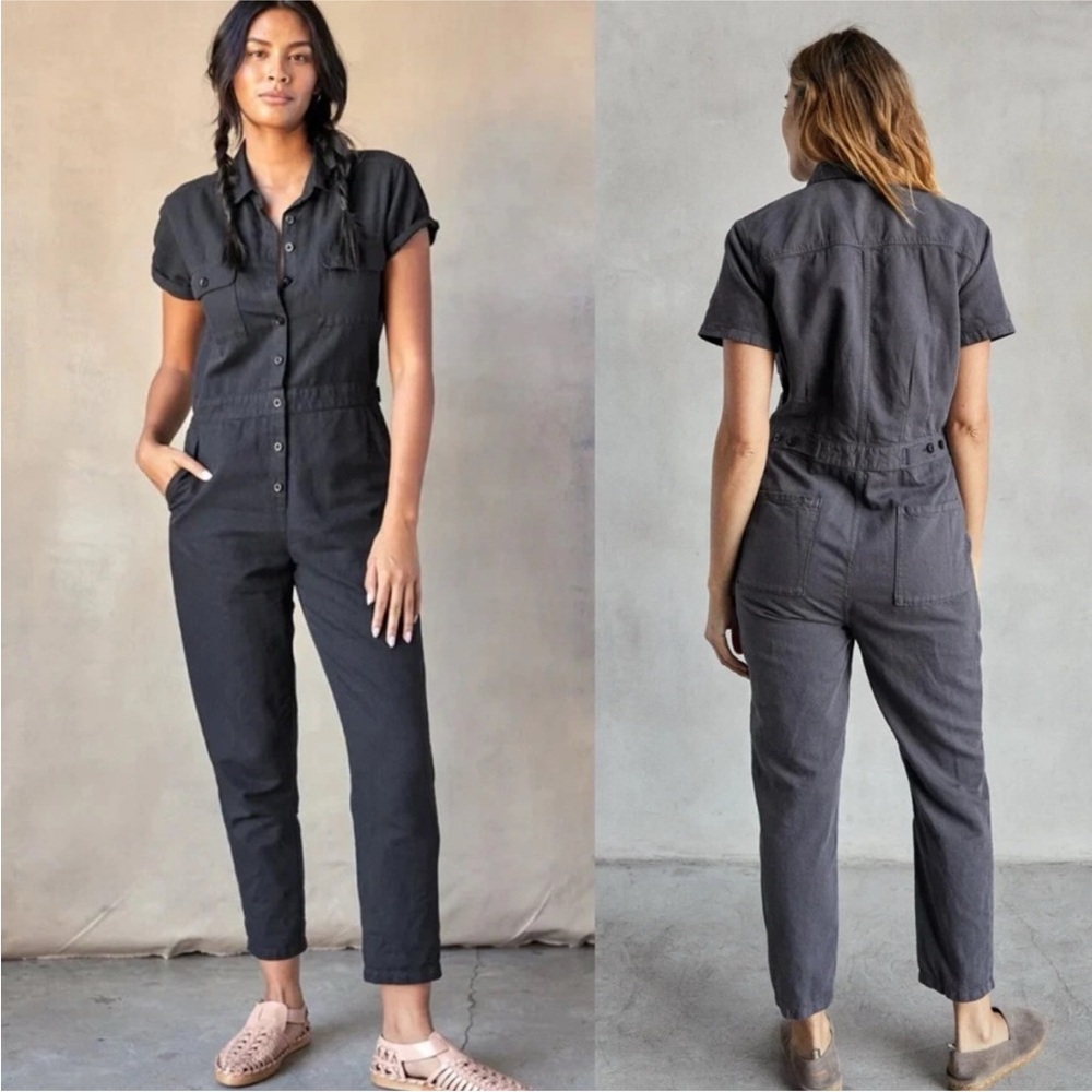 Outerknown S.E.A. Sea Suit Utility Coverall Short Sleeve Jumpsuit navy blue Sz M